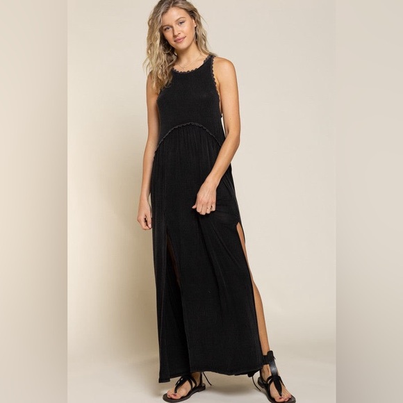 Baby Doll Side Slit Cut Out Maxi Dress - POL - Picture 3 of 3